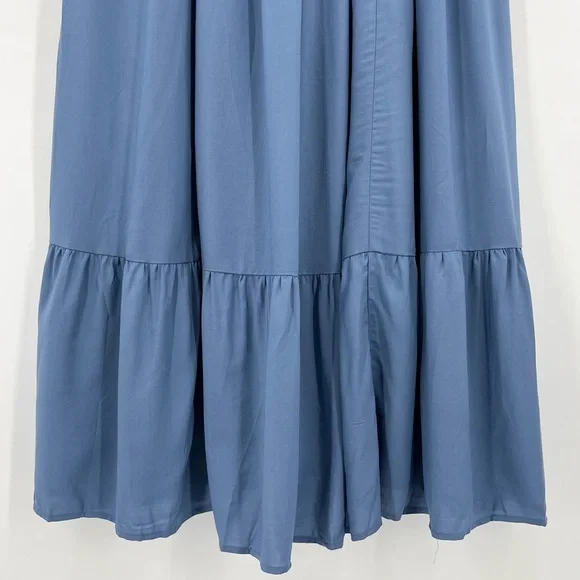 NWT Torrid Blue Maxi Challis Ruffle Strap Tiered Dress w/Pockets Size 1X - Picture 7 of 12